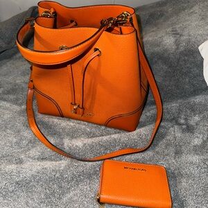Orange Michael Kors Purse and Wallet